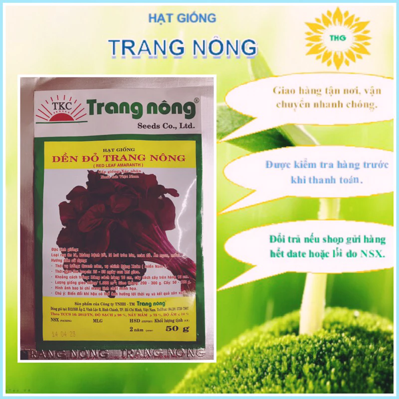 Hạt giống rau dền đỏ Trang Nông gói 50gr