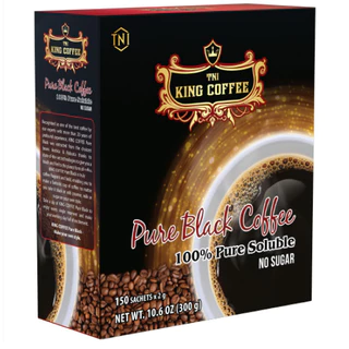 Cà Phê Hòa Tan Đen Thuần Khiết Không Đường KING COFFEE 2gram x hộp 150 gói