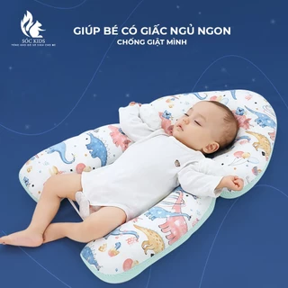 Gối chữ u cho bé chống bẹp đầu cho bé sơ sinh chống giật mình có dây rút điều chỉnh