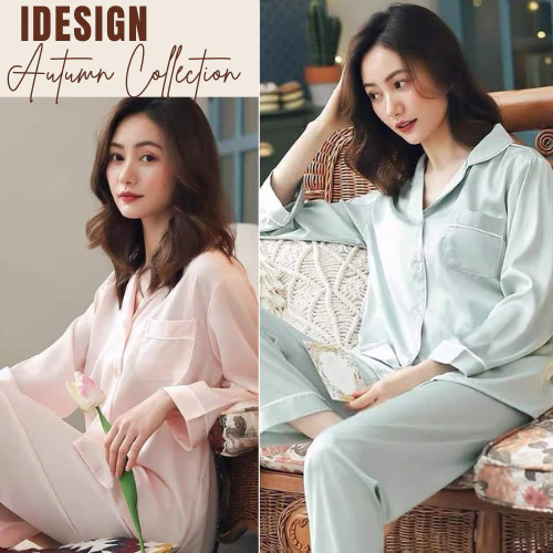 Bộ pijama nữ, bộ đồ ngủ dài tay chất liệu vải lụa ngọc trai cao cấp, mềm mại N20
