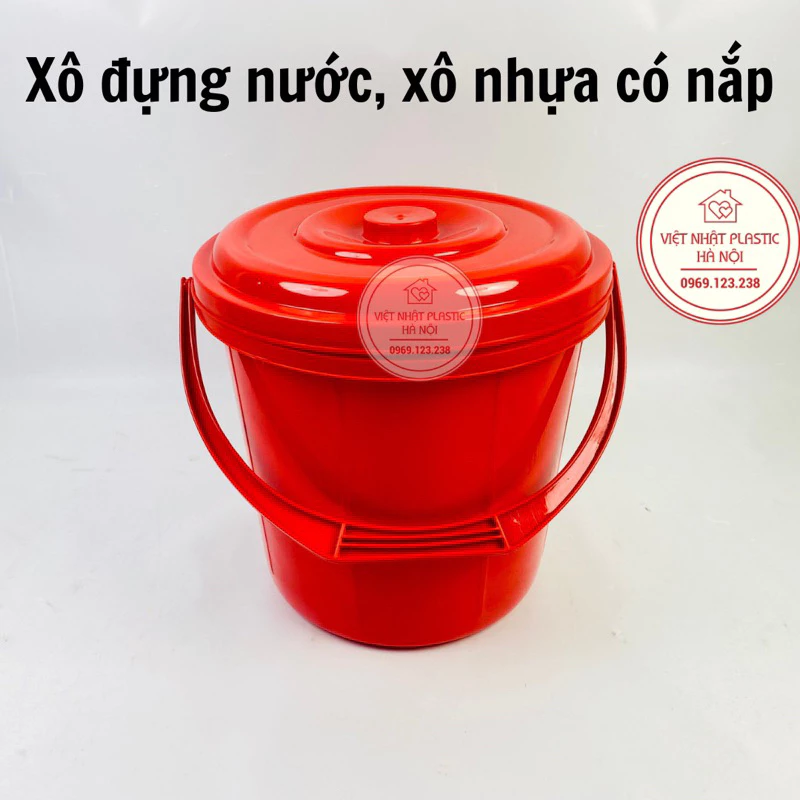 Xô 22 Lít nhựa pp nguyên chất GLCC9124, xô 22L màu đỏ