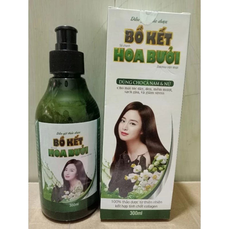 Dầu Gội BỒ KẾT HOA BƯỞI 300ml giảm nấm, ngứa,  rụng tóc giúp mọc tóc nuôi dưỡng tóc chắc khỏe