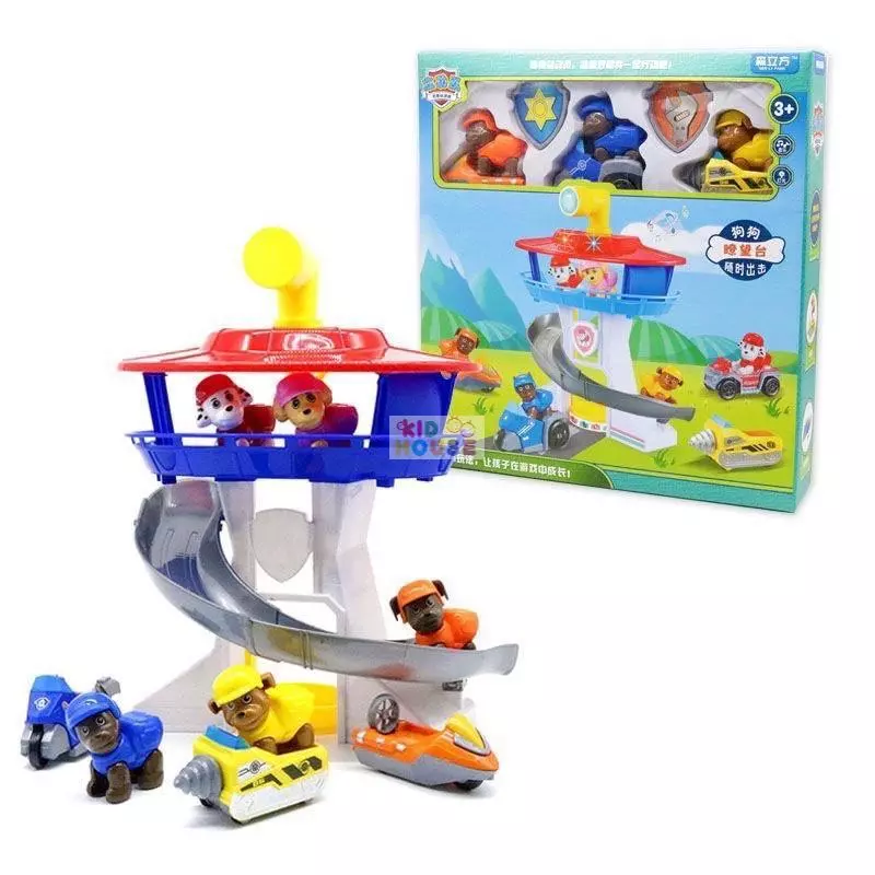 Đồ chơi mô hình biệt đội chó cứu hộ, tháp canh phòng, tháp chỉ huy chó cứu hộ Paw Patrol, mô hình bãi đậu xe thành phố