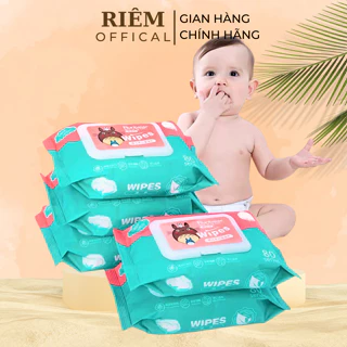 Khăn Giấy Uớt Khăn Ướt Baby Lau Tay Lau Miệng Mềm Mại Cho Bé Không Hóa Chất Không Cồn Không Gây Dị Ứng Tiện Lợi RIEM