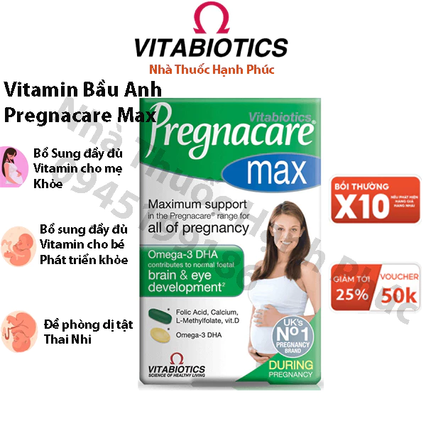 Vitamin Tổng Hợp Bầu của Anh Pregnacare Max 84v