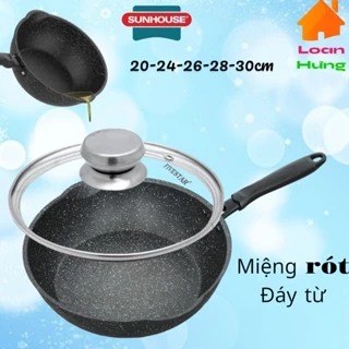 CHẢO CHỐNG DÍNH  MIỆNG RÓT  SHS20MRD- SHS30MRD tặng kèm nắp kính cường lực