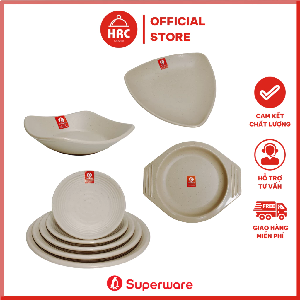 Đĩa Tròn Nhà Hàng 100% Melamine Srithai SUPERWARE - Màu Nâu Kem