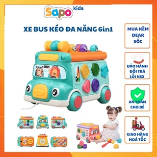 Xe ô tô đồ chơi Montessori 6in1, đồ chơi đập chuột, đồ chơi thả khối, đồ chơi giáo dục sớm cho bé sapo kids