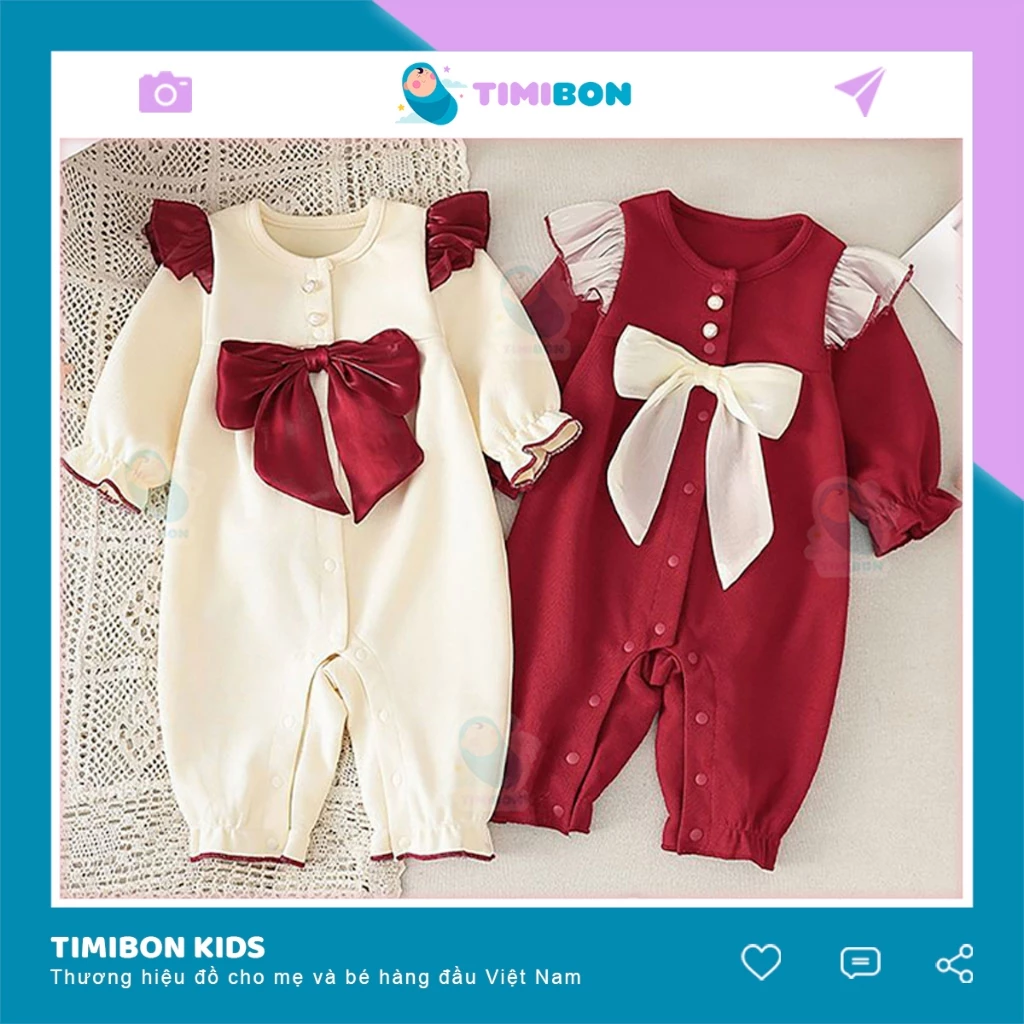 [ Tặng Kèm Nơ ] Quần Áo Trẻ Em Sơ Sinh Bộ Đồ Liền Thân Dài Tay Nhung Tăm Bodysuit Cánh Tiên Cho Bé Gái [BDD41]