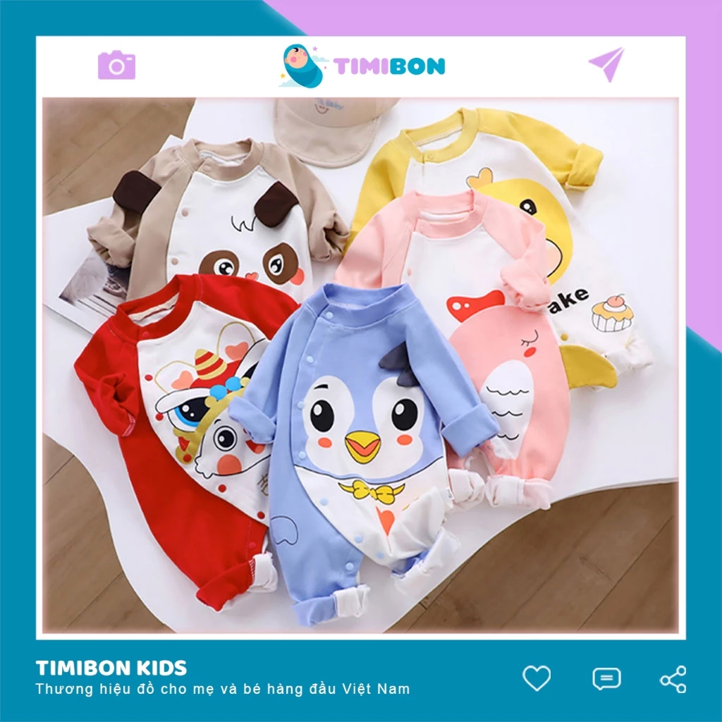[ Tặng Kèm Mũ ] Quần Áo Trẻ Em Bộ Body Dài Tay Cho Bé Trai Bé Gái Trẻ Sơ Sinh Đến 12kg - [BDD27]