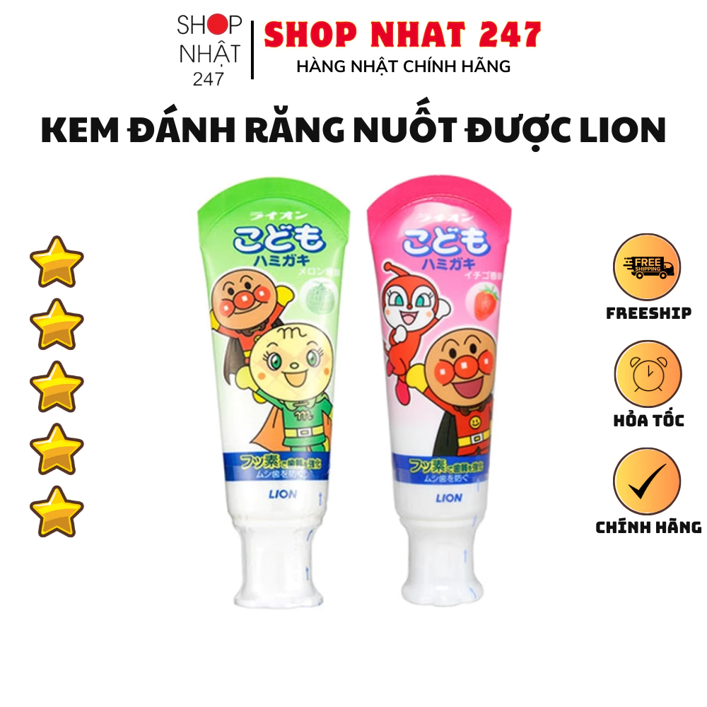 [Hỏa Tốc HN] Kem Đánh Răng Nuốt Được Lion Cho Bé Nội Địa Nhật Bản