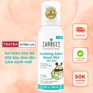 Xịt vệ sinh mũi Zarbee Zarbee's lô hội 88ml cho bé từ sơ sinh, người lớn