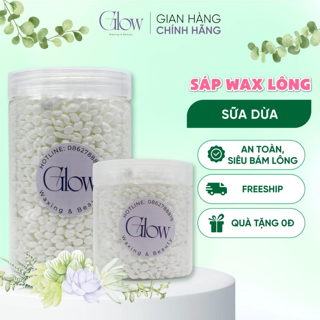 Sáp Wax Lông Sữa Dừa Premium Cao Cấp GLOWWAXING Siêu Bám Lông Nhiều Dưỡng Chất Tặng Que CHE TÊN SẢN PHẨM