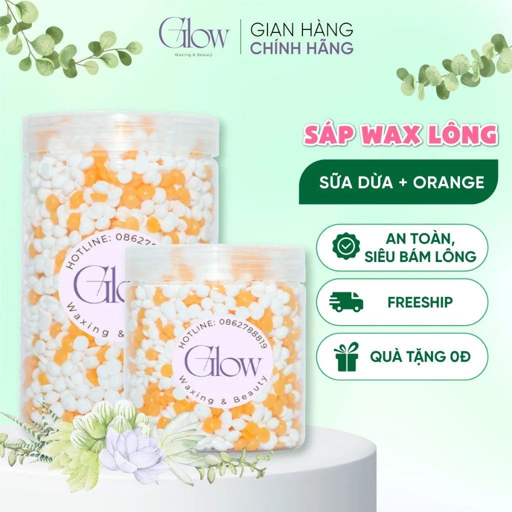 Sáp Wax Lông GLOWWAXING Sữa Dừa Orange Cao Cấp Siêu Bám Lông Mùi Hương Cam Tươi Mát CHE TÊN SẢN PHẨM