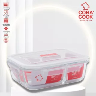 Hộp Thủy Tinh 3 Ngăn Đựng Cơm Đựng Thực Phẩm Chịu Nhiệt COBACOOK- CBHL1040