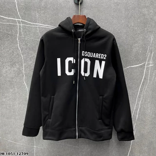 Áo hoodie nam nữ Dsq2 nỉ bông in chữ ICON trắng ngang ngực bo ống chun dày dặn Hot 2023-Phong Cách Cháy Phố