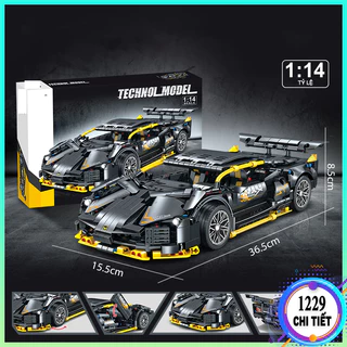 [1229 Chi Tiết] Đồ chơi lắp ráp xe đua Technic Lambogini Black Bull mô hình lắp ráp siêu xe đua bản đẹp 1:14