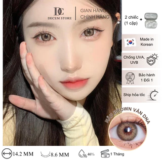 Kính áp tròng màu nâu brown vân DNA kiểu douyin, contact lens mắt cận độ giãn vừa Hàn Quốc Decem Store