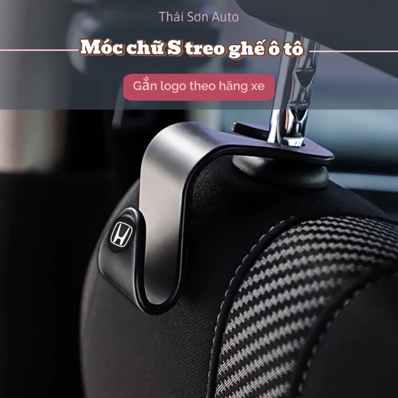 Móc chữ S treo đồ ghế sau ô tô đa năng in hình logo các hãng xe