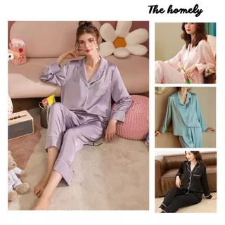 Bộ đồ lụa mặc nhà dài tay, bộ pijama mềm mịn lụa ngoc trai cao cấp BN20