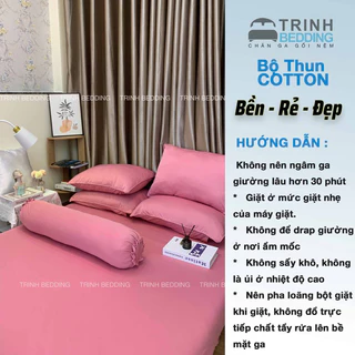 Bộ ga gối thun cotton màu update