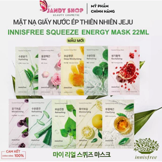[Mẫu Mới] Mặt nạ giấy Innisfree Squeeze Energy Mask 22ml  - Mặt nạ giấy Hàn Quốc My Real Squeeze Mask ♥️ được chọn vị