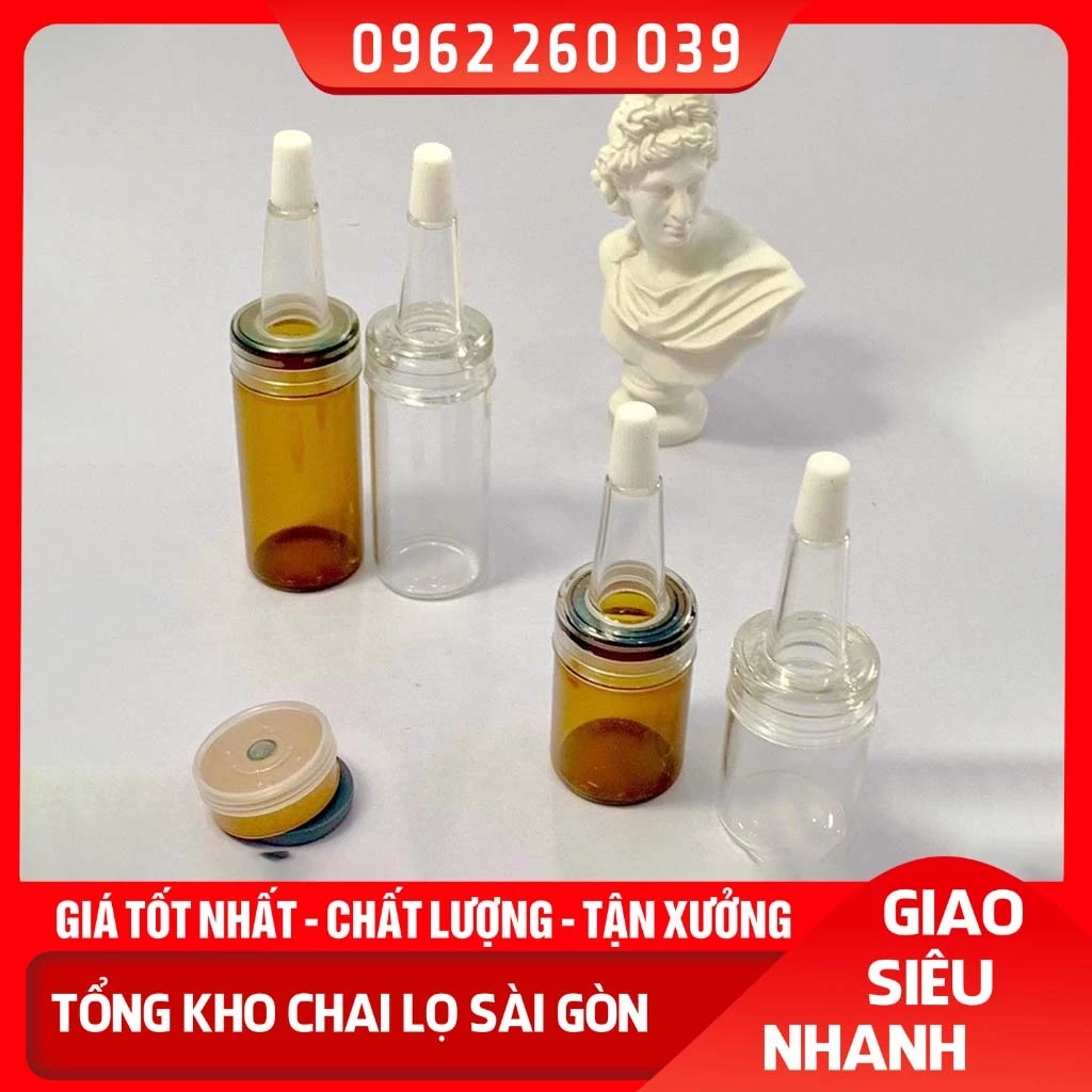 Lọ Chiết Serum 5ml/10ml Nút Nhọn - Chai Chiết Tinh Dầu Bộ 3 Nút - Dụng Cụ Spa