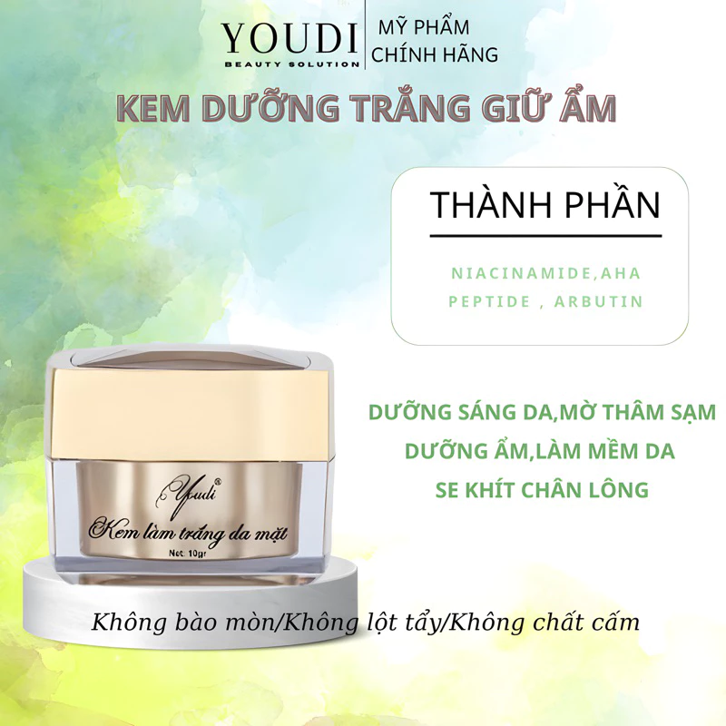 Kem dưỡng trắng da YOUDI giữ ẩm mờ thâm sạm se khít lỗ chân lông 10g