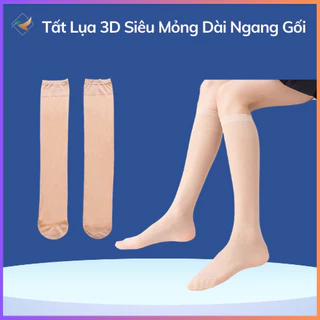 Tất Lụa 3D Siêu Mỏng Màu Da Dài Ngang Đầu Gối Mềm Mịn Thon Chân Thời Trang