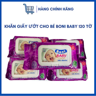 Khăn giấy ướt mềm mại  an toàn cho Bé Boni Baby túi 120 tờ