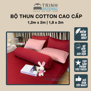 Bộ Ga Gường Thun Cotton TrinhBedding 4 Món Nằm Mát mịn