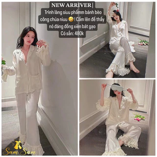 [Có sẵn] [Rẻ vô địch]Đồ Bộ Mặc Nhà Pijama Nữ Bánh Bèo Cộc và Dài Tay Cao Cấp - Đồ Ngủ Lụa Quảng Châu