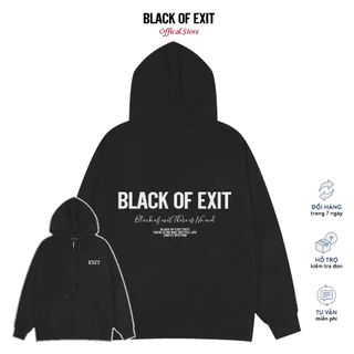 Áo HOODIE ZIP kéo khoá EXIT---SIGNATURE BLACK OF EXIT chữ lưng Signature Khoác Nỉ Mũ Basic Nỉ