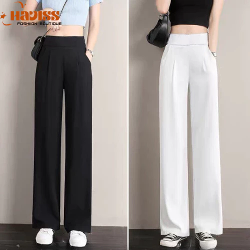 Quần suông ống rộng Haviss cạp lưng cao khóa sườn  quần baggy nữ culottes nhiều màu dáng suông rộng