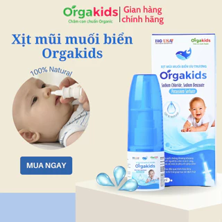 Xịt mũi muối biển ưu trương Orgakids làm sạch mũi, hỗ trợ giảm nghẹt mũi, sổ mũi an toàn cho bé trên 6 tháng tuổi lọ 20m