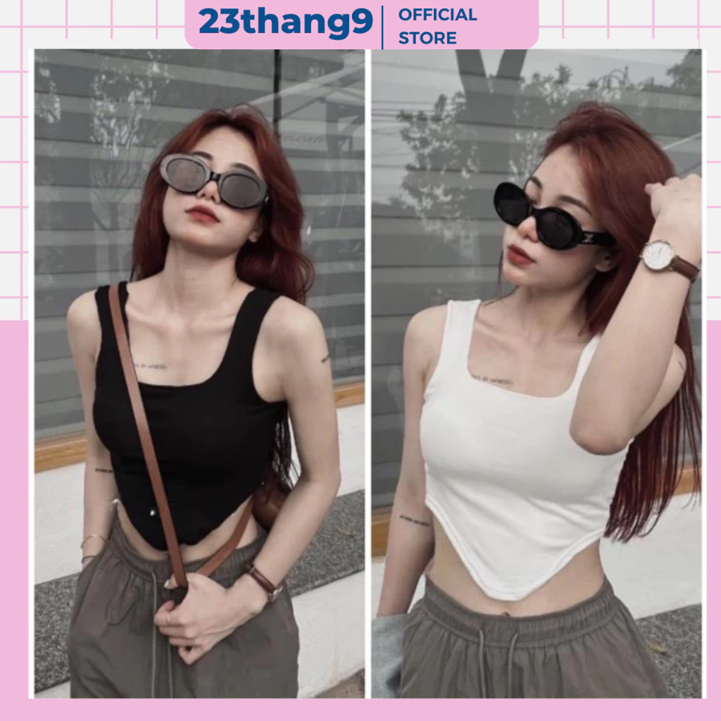 Áo croptop nữ , áo 2 dây bản to croptop vạt bầu màu trắng màu đen đen chất thun gân dày dặn co giãn thể thao sexy A789