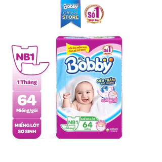 (MÃ TRÊN LIVE GIẢM 20k-40k-60k) MIẾNG LÓT SƠ SINH BOBBY SIZE NB1 64