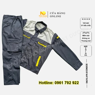 Quần áo bảo hộ lao động Nhật Dương k24 màu xám chì khoá kéo vải kaki bền chắc ít bám bẩn, đồ cho công nhân kỹ thuật