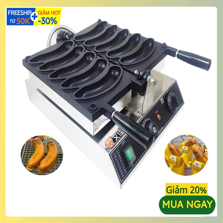 Máy làm bánh quả chuối 1800W điều chỉnh 50 - 300 độ, hẹn giờ chính xác