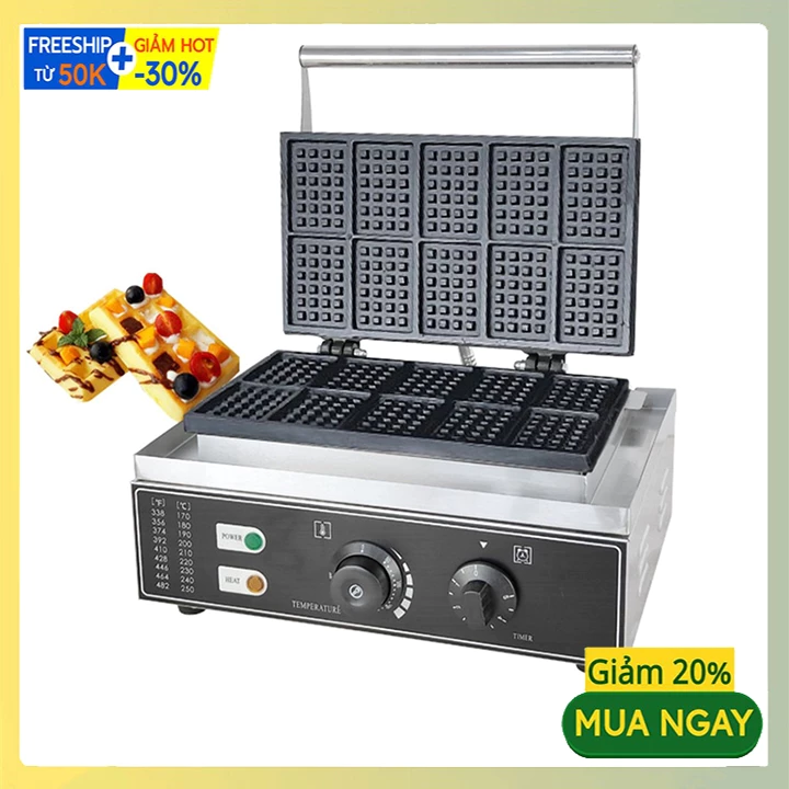 Máy làm bánh tàn ong 1650W điều chỉnh 50 - 300 độ, hẹn giờ chính xác