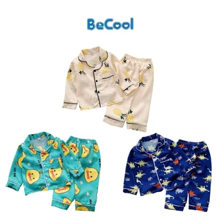 Bộ Đồ Ngủ Pijama Dài Tay Cho Bé Trai Bé Gái Thoáng Mát in hình các con vật đáng yêu Size Từ 7-28kg - becool baby