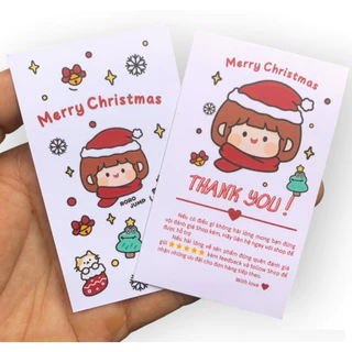 Card Cám Ơn, Card Thank You, Thiệp Cảm Ơn mẫu Giáng Sinh- Size 9x5,4cm - Giấy C300 Cán Màng Mờ 2 mặt