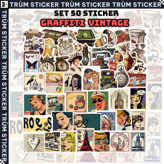 Set 50 Stickers, Hình Dán GRAFFITI VINTAGE ,hot hit- Trang Trí, Decor Laptop, Cặp Sách - TRÙM STICKERS 074