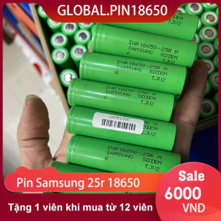 Pin Samsung 25R 18650 - 2500mAh 3.7v dòng xả 25 A [ Tặng 1 Viên ]