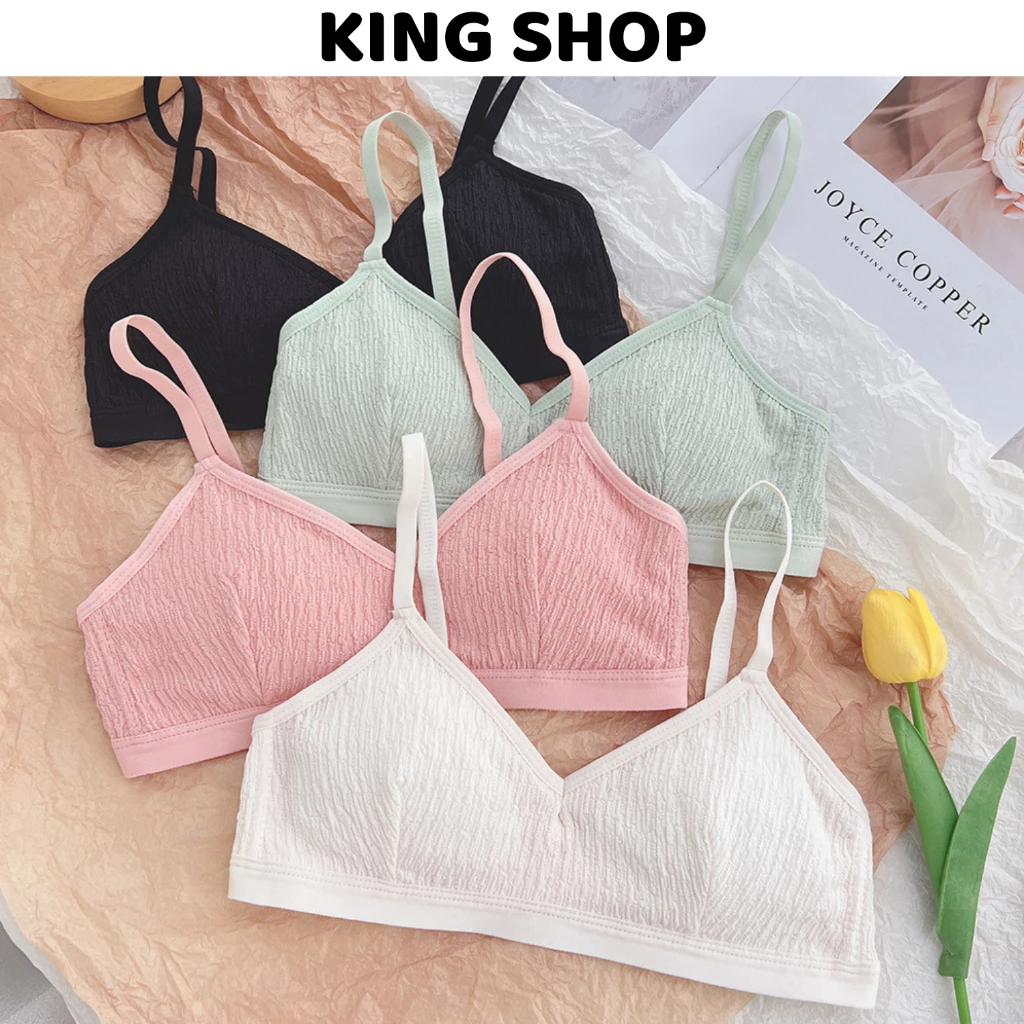 Áo ngực không gọng mút mỏng vải đủi nữ sinh co dãn siêu mịn xinh xắn Kingshop A2024