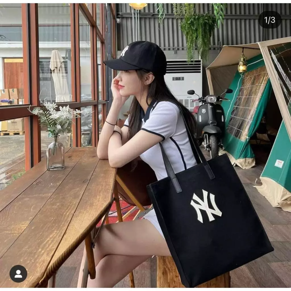 (CHÍNH HÃNG) Túi Tote MLB canvas tote bag New York yankees Size lớn nam nữ