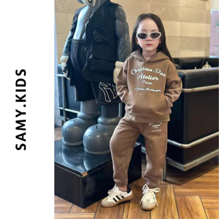 Bộ nỉ Dior cho bé trai bé gái, set áo sweater phối quần dài cho trẻ em Samy Kids