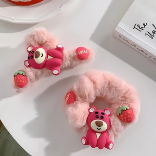 Kẹp Tóc/ Dây Buộc Tóc Lông Nhung Gấu Dâu Lotso Dễ Thương