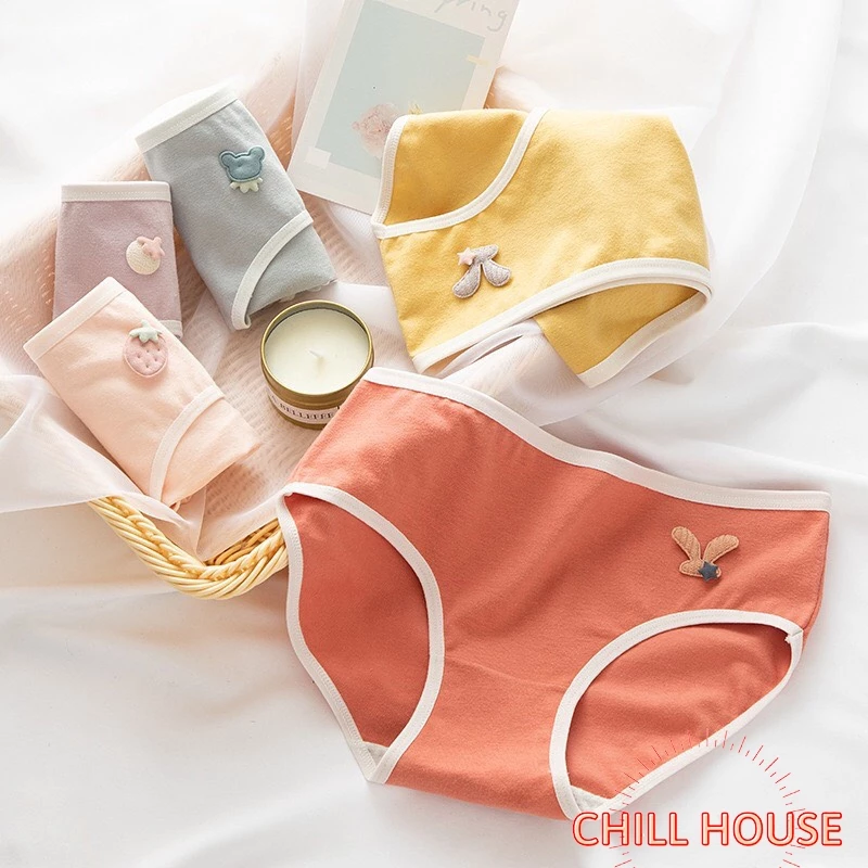 Quần Lót Nữ ❤️FREESHIP❤️ Quần Lót Nữ Cotton trơn mềm mại tôn dáng phối icon đáng yêu - CHILL HOUSE