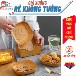 [Giá Xưởng HCM] Khay Đĩa Nhựa Lúa Mạch Vuông - Đĩa Nhỏ Gia Dụng - Đĩa Nhựa Giả Gỗ Đựng Đồ Ăn Nhẹ Sang Trọng , Tinh Tế